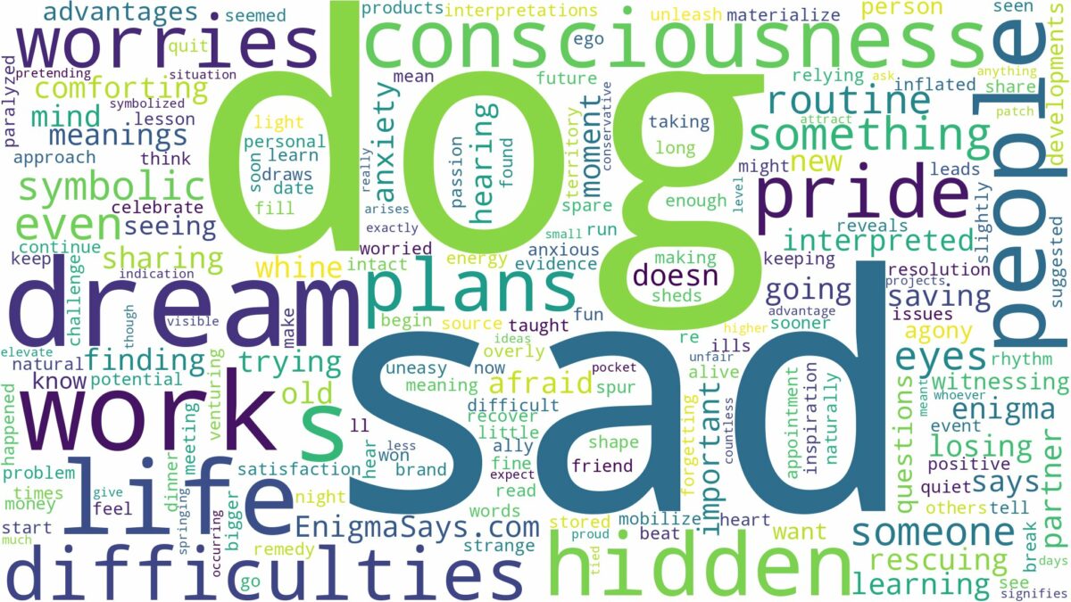 dream about sad dog and related dreams with their meanings in a word cloud