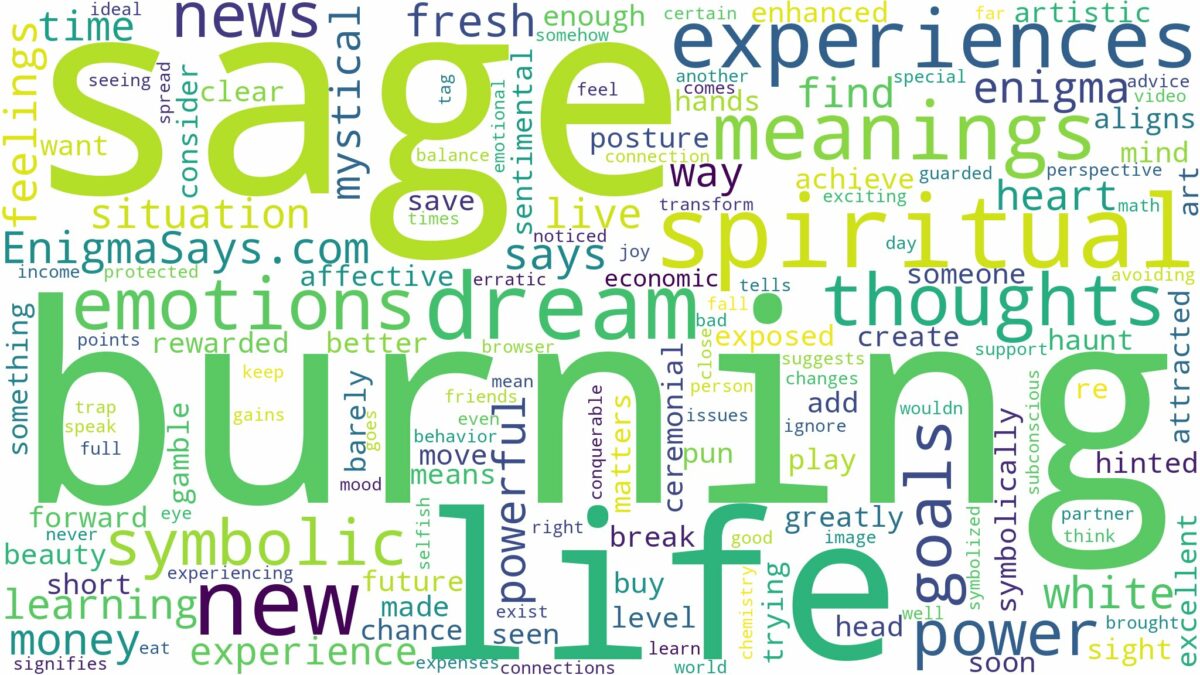 dreaming of sage burning and related dreams with their meanings in a word cloud