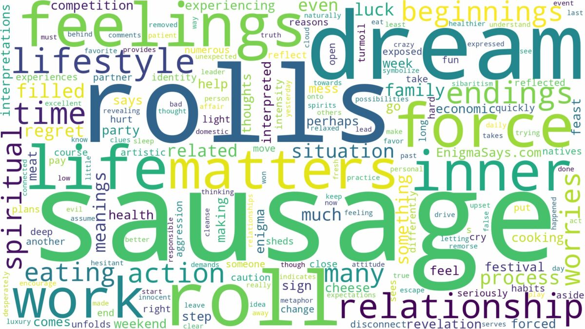 dream about sausage rolls and related dreams with their meanings in a word cloud