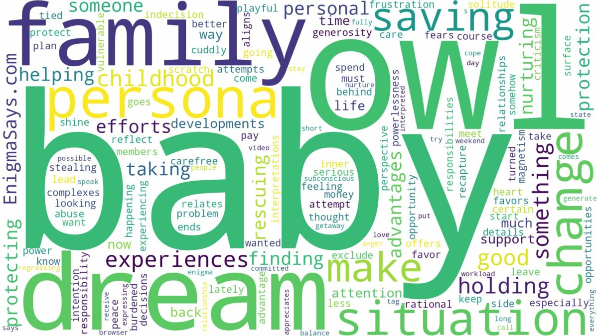 dreaming of saving a baby owl and related dreams with their meanings in a word cloud