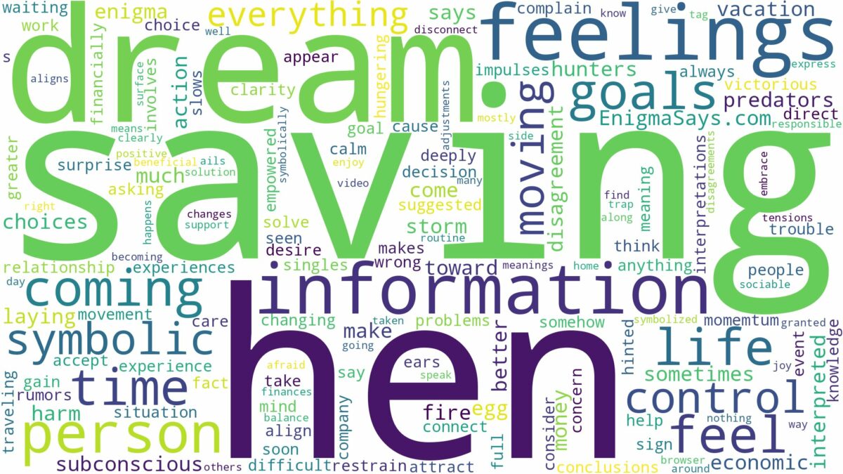 dream of saving a hen and related dreams with their meanings in a word cloud