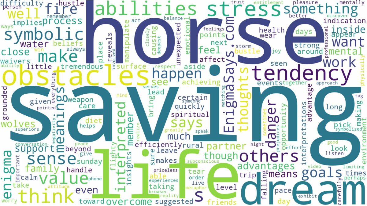 dream of saving a horse and related dreams with their meanings in a word cloud