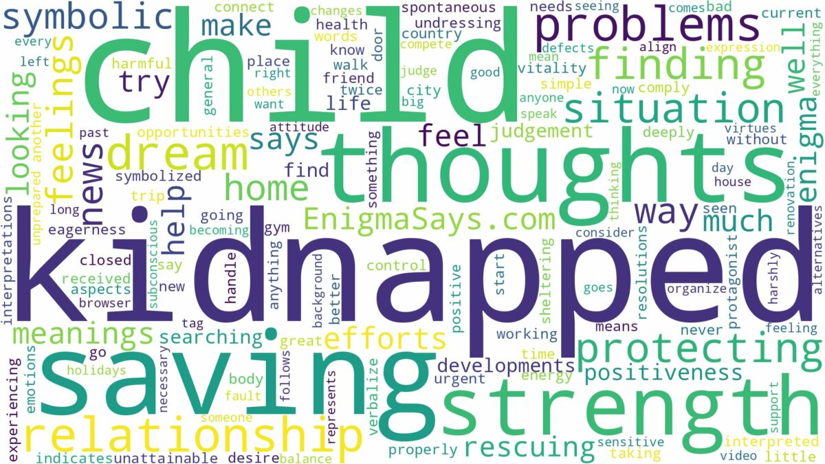 dreaming of saving a kidnapped child and related dreams with their meanings in a word cloud