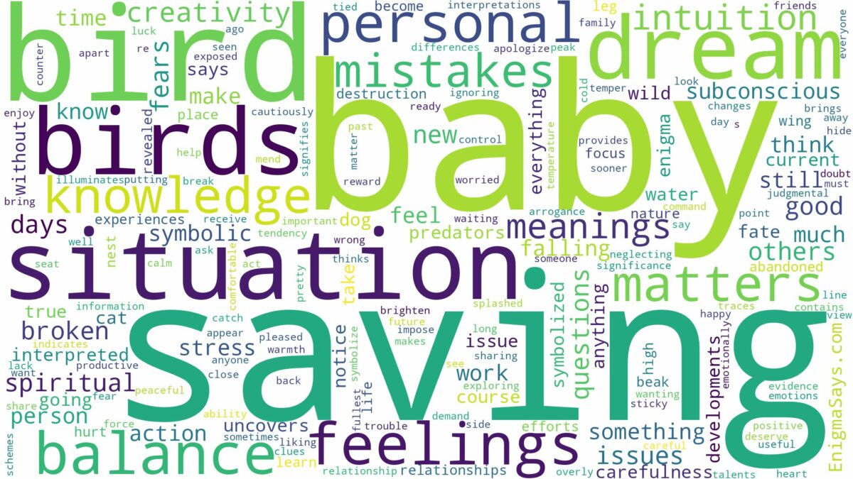 dreaming of saving baby birds and related dreams with their meanings in a word cloud