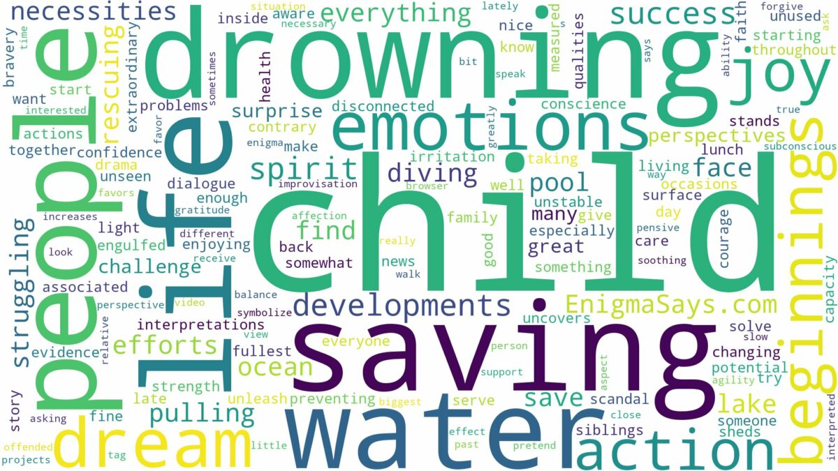 dreaming of saving drowning child and related dreams with their meanings in a word cloud