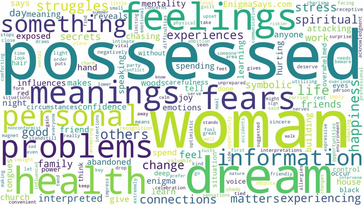 dream about a possessed woman and related dreams with their meanings in a word cloud