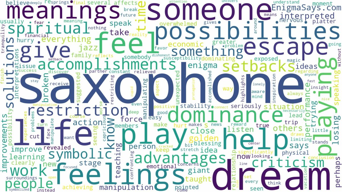 dream about saxophone and related dreams with their meanings in a word cloud