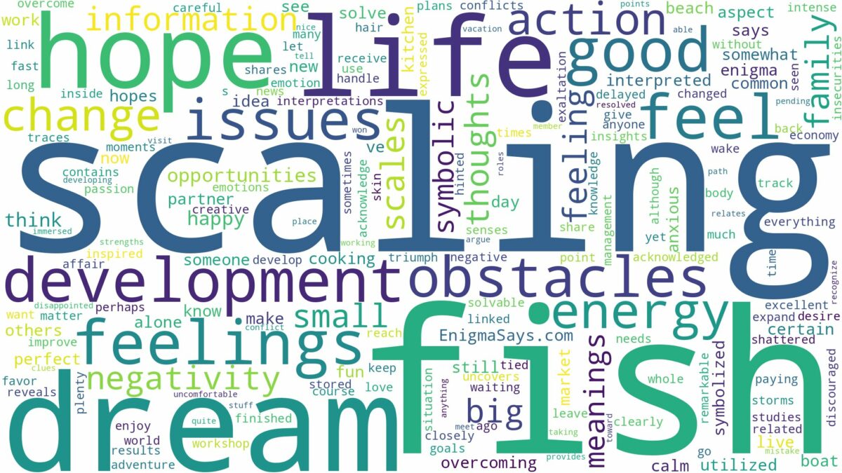 dream of scaling fish and related dreams with their meanings in a word cloud