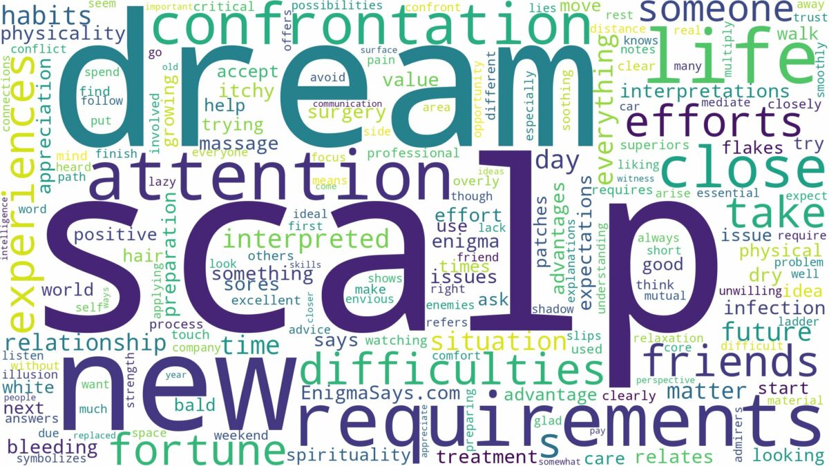 dream about scalp and related dreams with their meanings in a word cloud