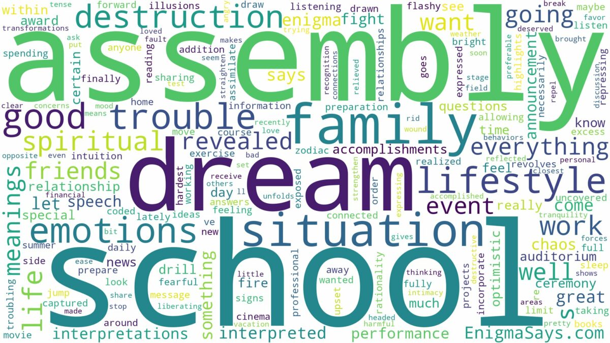 dream about school assembly and related dreams with their meanings in a word cloud