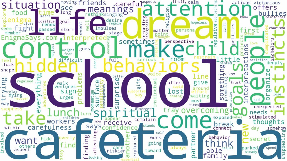 dream about school cafeteria and related dreams with their meanings in a word cloud