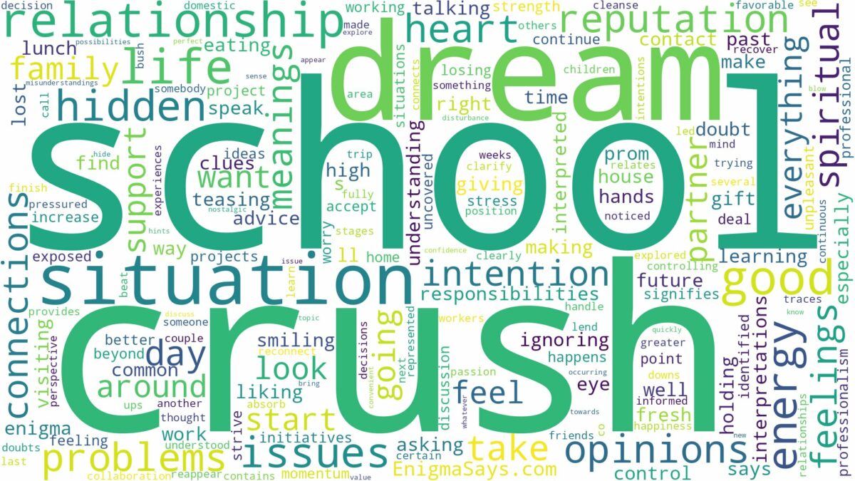 dream about school crush and related dreams with their meanings in a word cloud