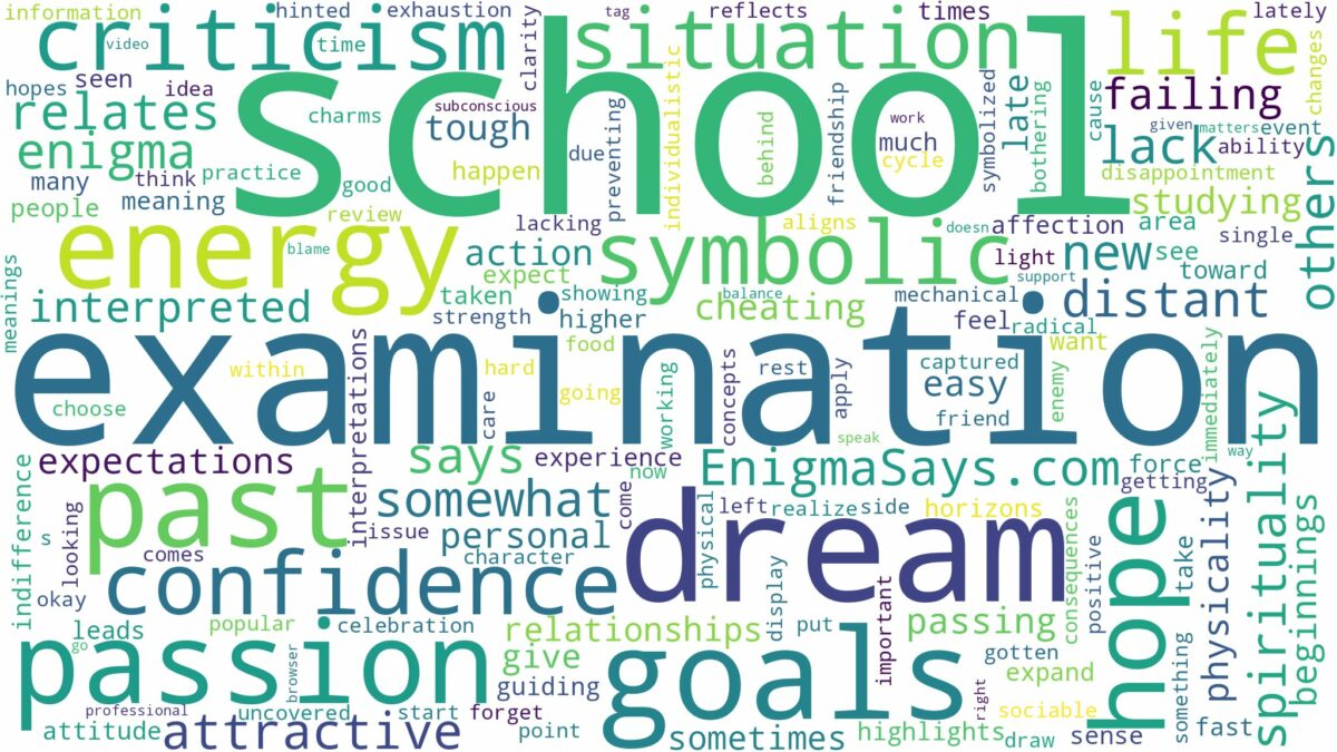 dream about school examination and related dreams with their meanings in a word cloud