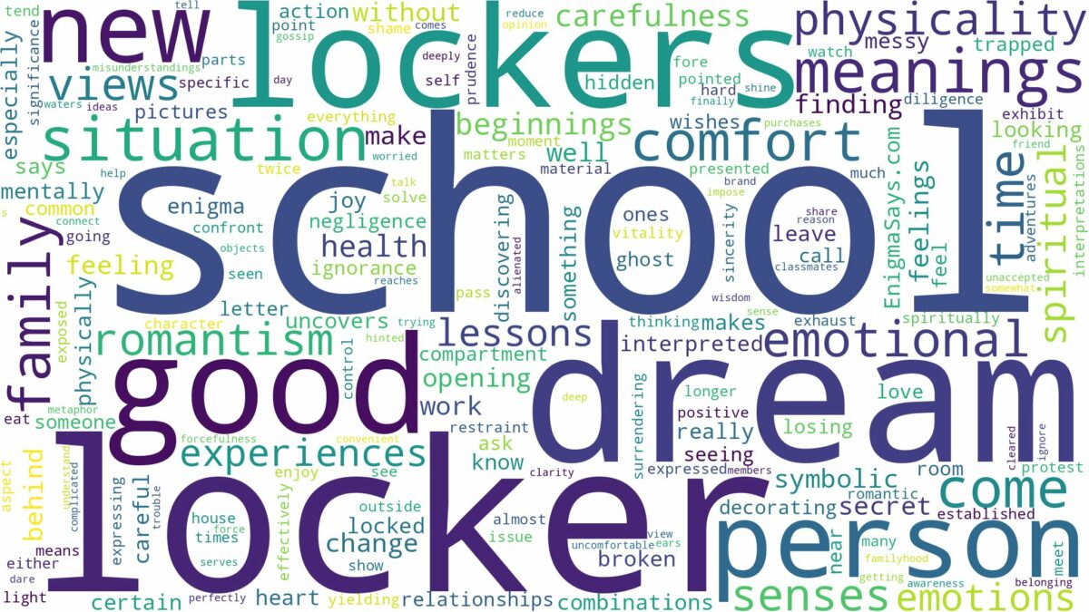 dream about school lockers and related dreams with their meanings in a word cloud