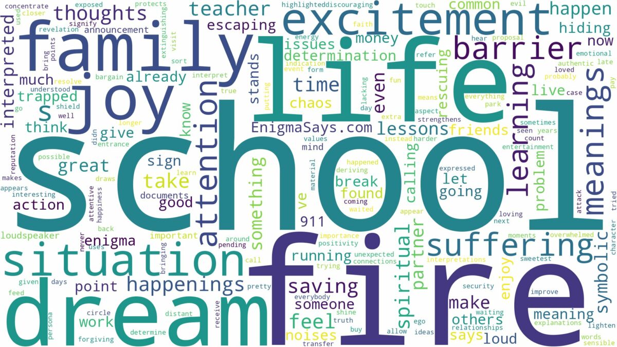 dream about school on fire and related dreams with their meanings in a word cloud