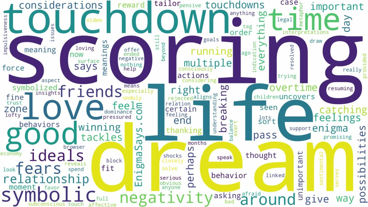 dream of scoring a touchdown and related dreams with their meanings in a word cloud