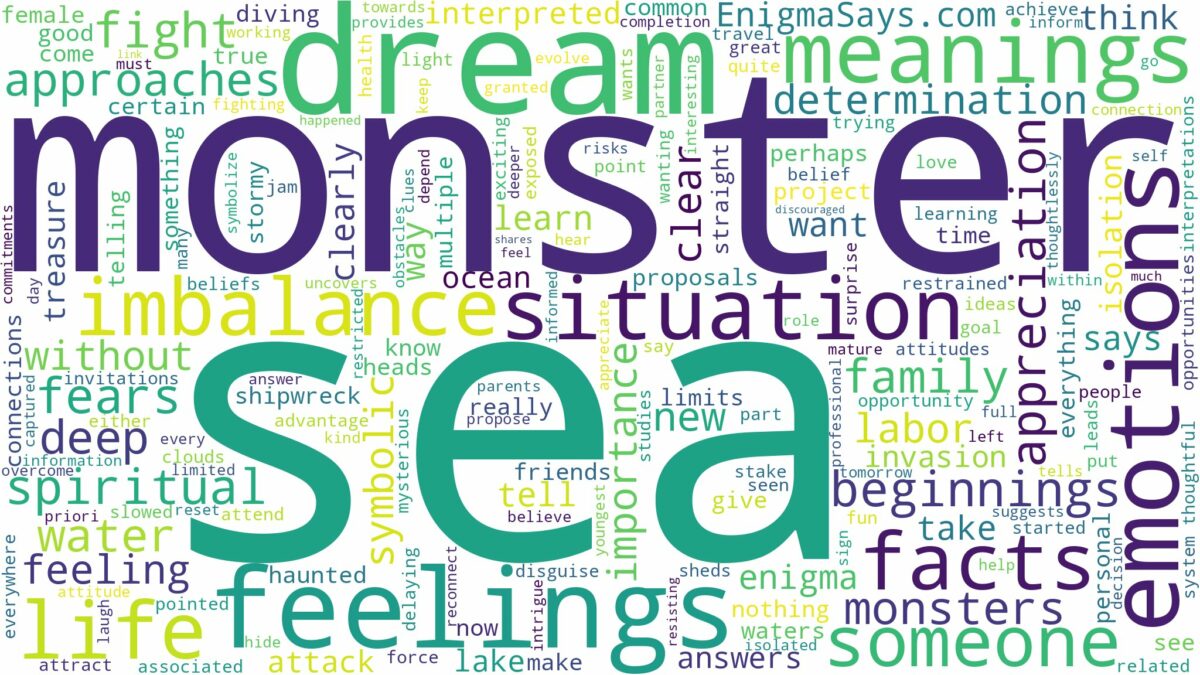 dream about sea monster and related dreams with their meanings in a word cloud