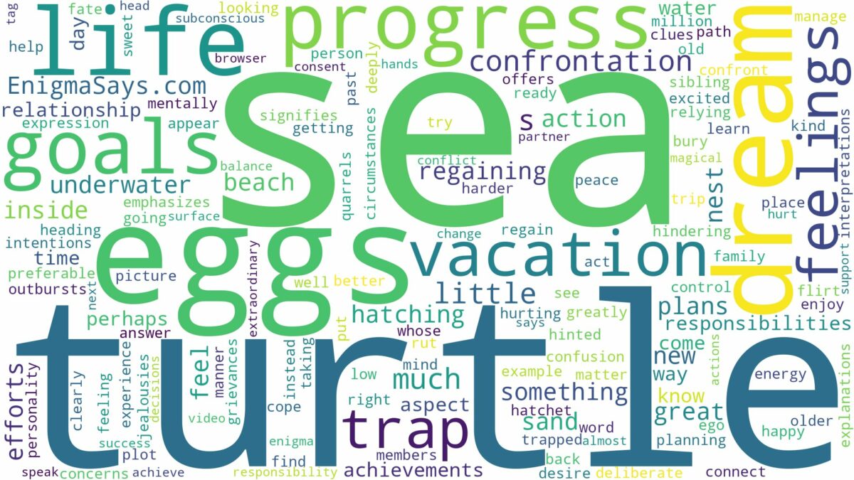 dream about sea turtle eggs and related dreams with their meanings in a word cloud