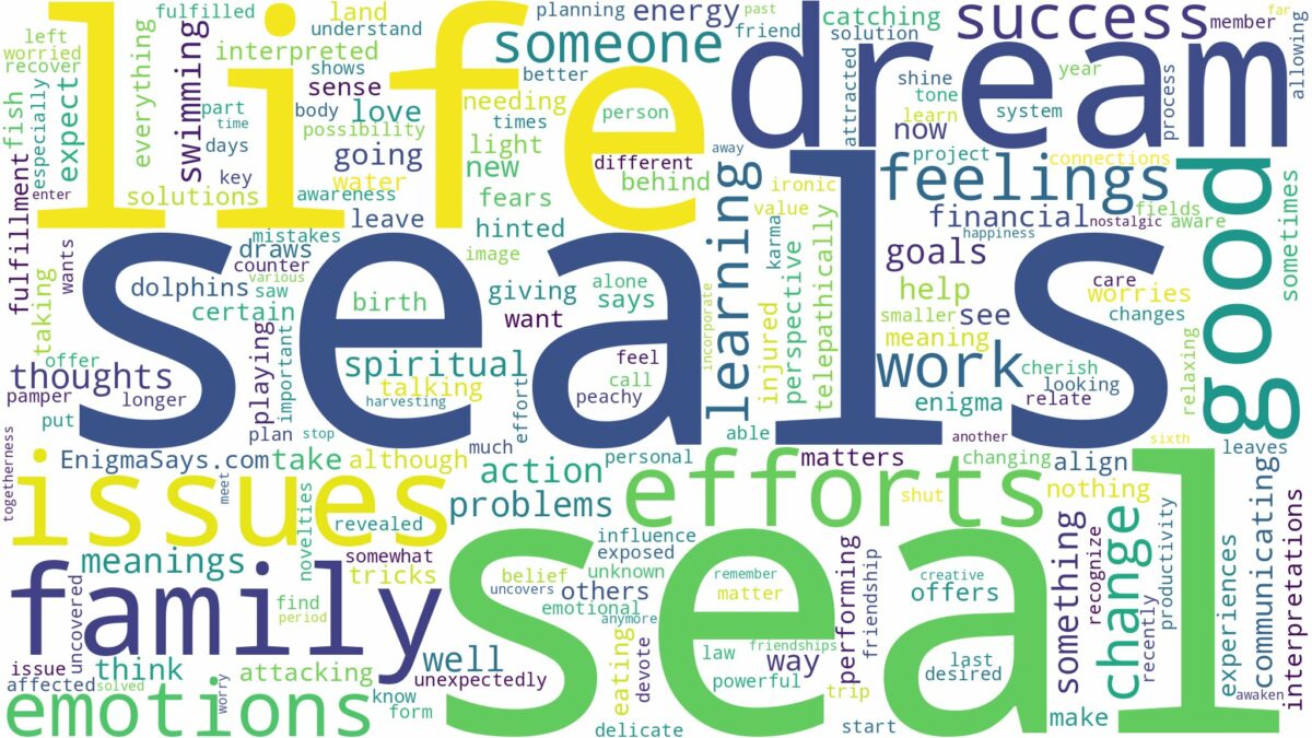 dreams about seals and related dreams with their meanings in a word cloud