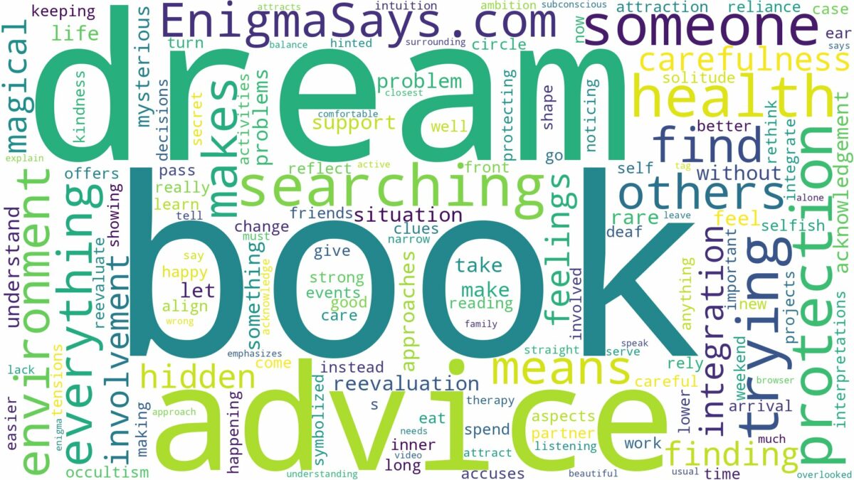 dream of searching for a book and related dreams with their meanings in a word cloud