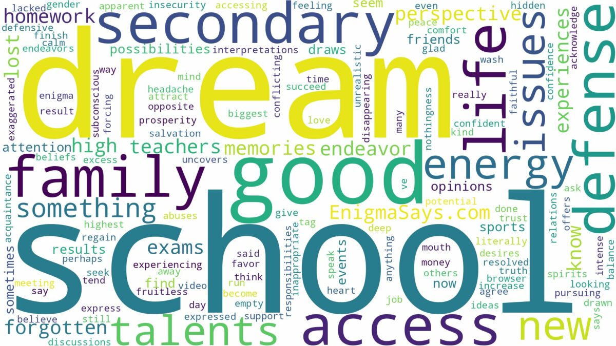 dream about secondary school and related dreams with their meanings in a word cloud