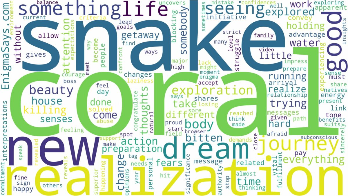 dreaming of seeing a coral snake and related dreams with their meanings in a word cloud