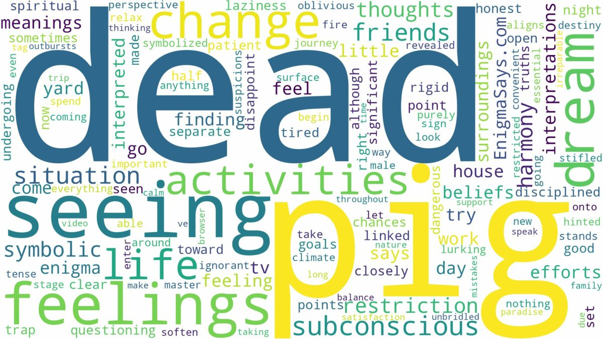 dreaming of seeing a dead pig and related dreams with their meanings in a word cloud