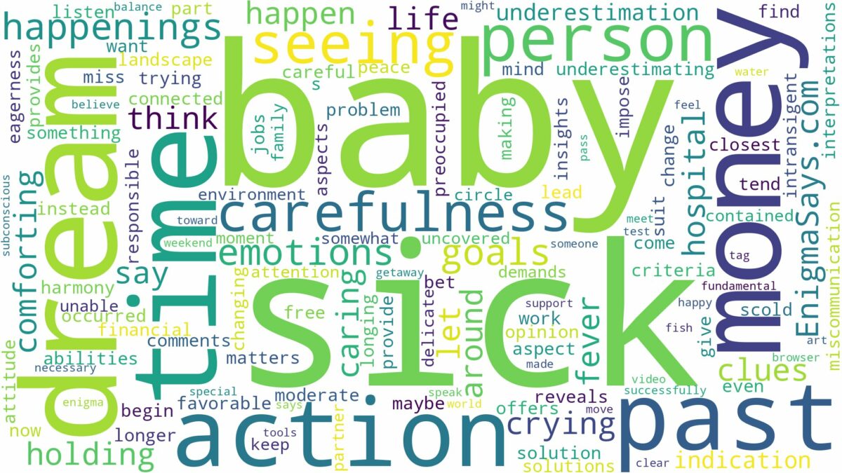 dreaming of seeing a sick baby and related dreams with their meanings in a word cloud