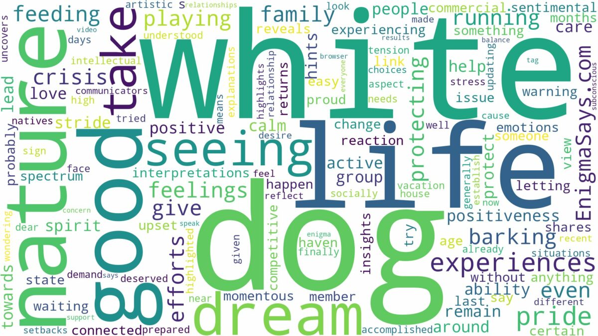 dreaming of seeing a white dog and related dreams with their meanings in a word cloud