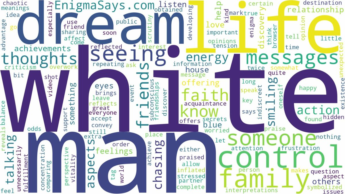 dreaming of seeing a white man and related dreams with their meanings in a word cloud