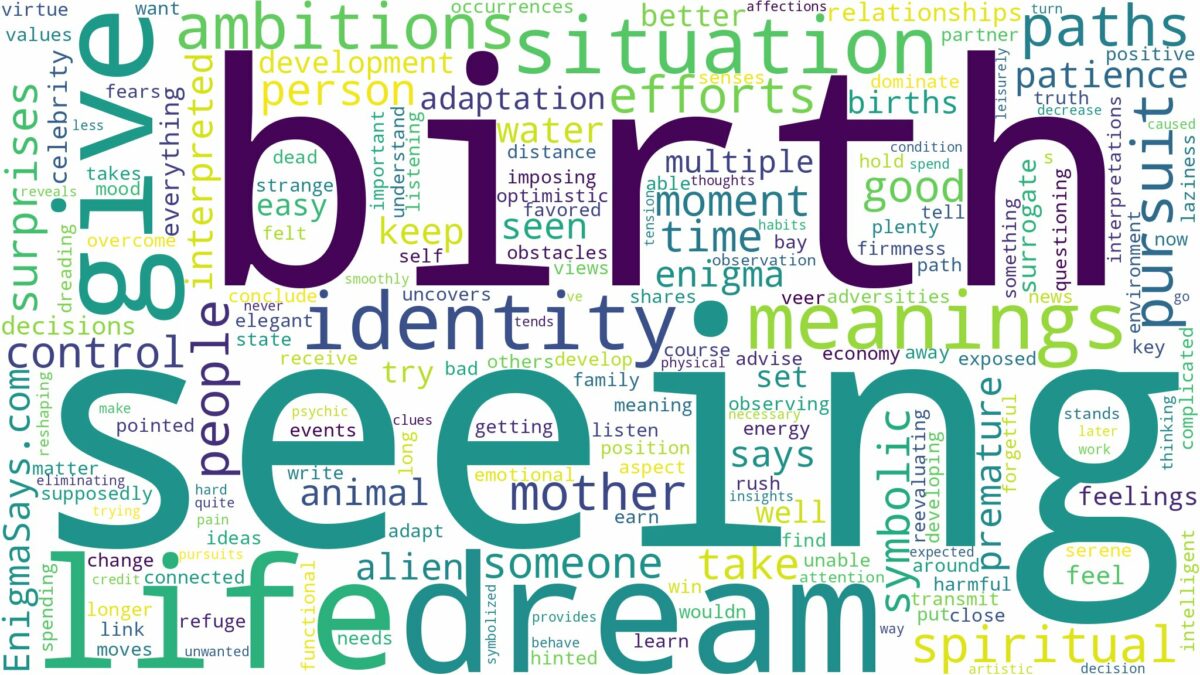 dream of seeing birth and related dreams with their meanings in a word cloud