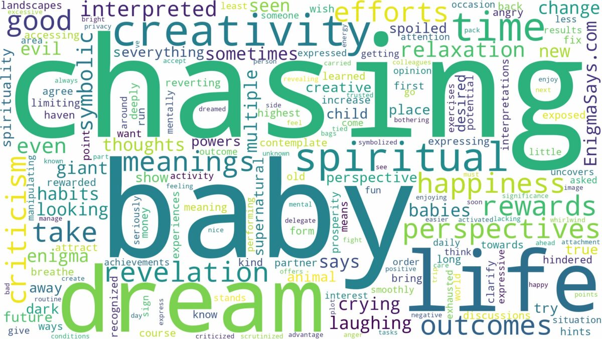 dreaming of a baby chasing you and related dreams with their meanings in a word cloud