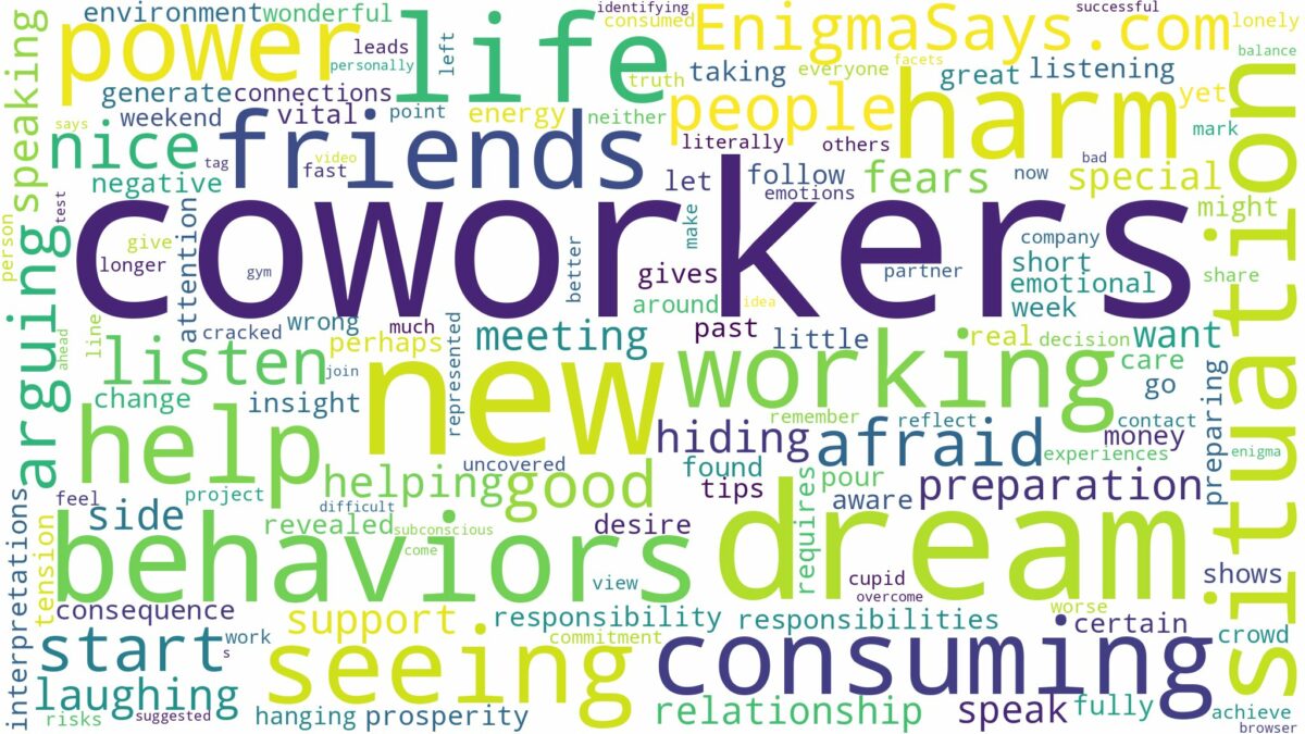 dream of seeing coworkers and related dreams with their meanings in a word cloud