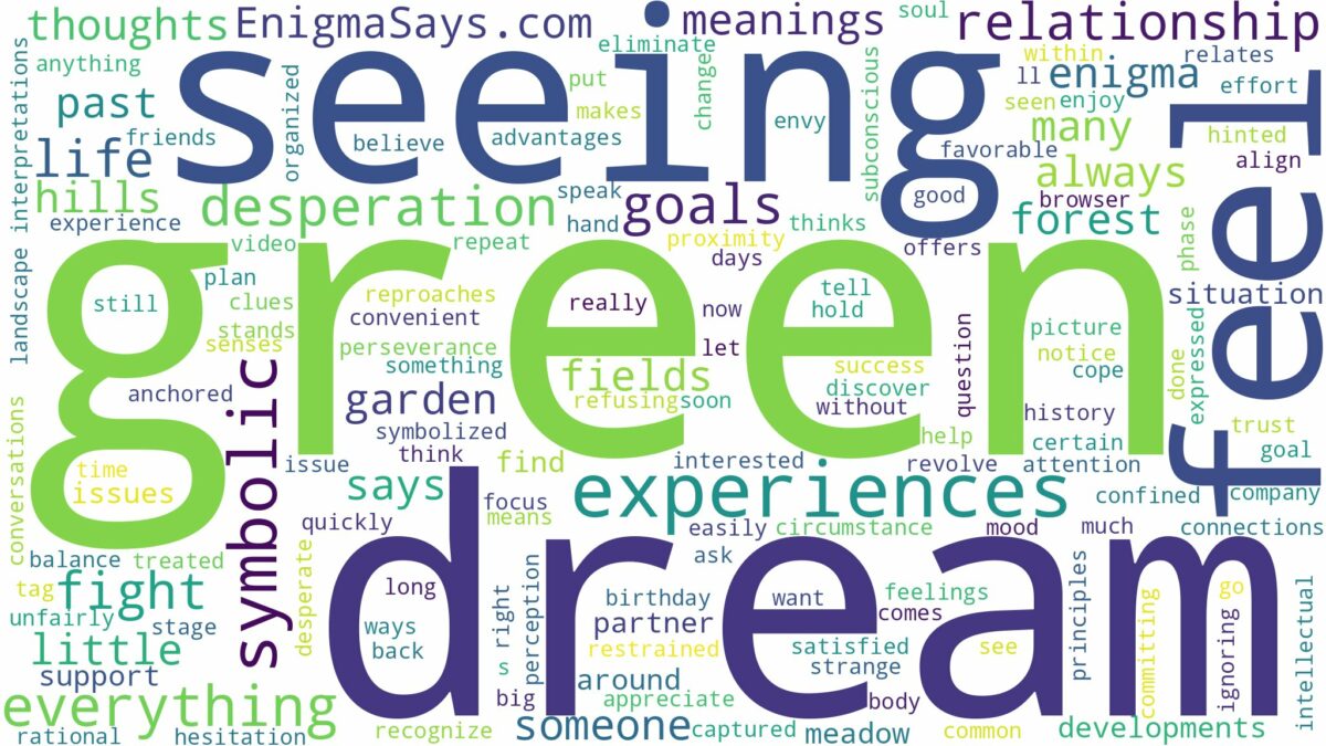 dream of seeing green and related dreams with their meanings in a word cloud