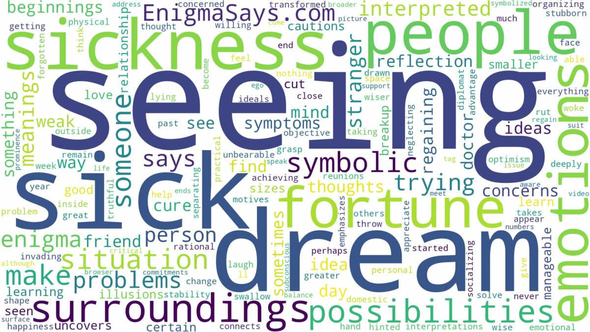 dream of seeing sick and related dreams with their meanings in a word cloud