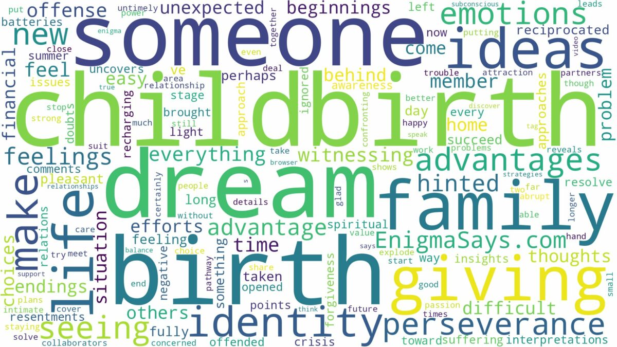 dreaming of seeing someone giving birth and related dreams with their meanings in a word cloud