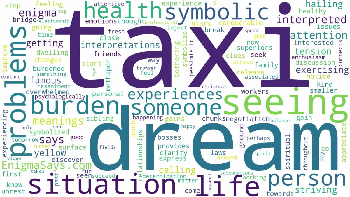 dream of seeing taxi and related dreams with their meanings in a word cloud