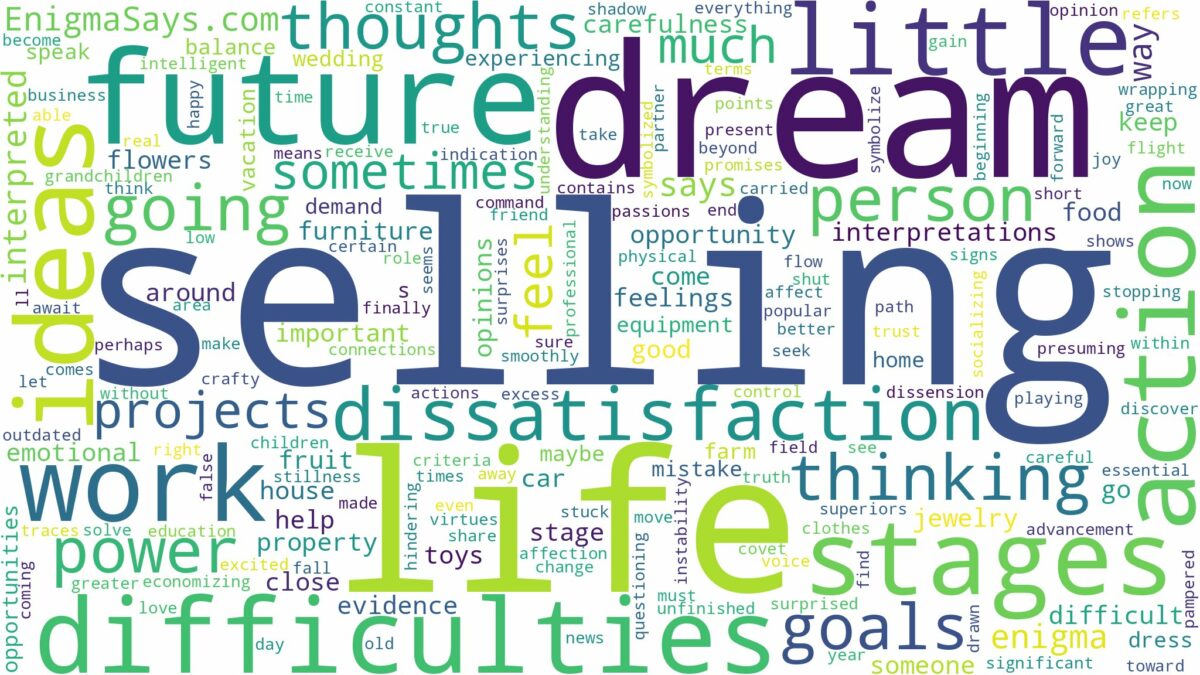 dream of selling and related dreams with their meanings in a word cloud