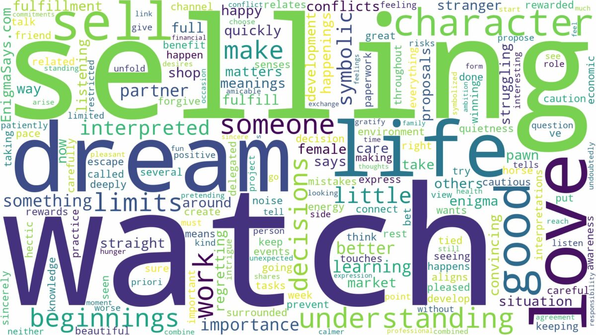 dream of selling a watch and related dreams with their meanings in a word cloud