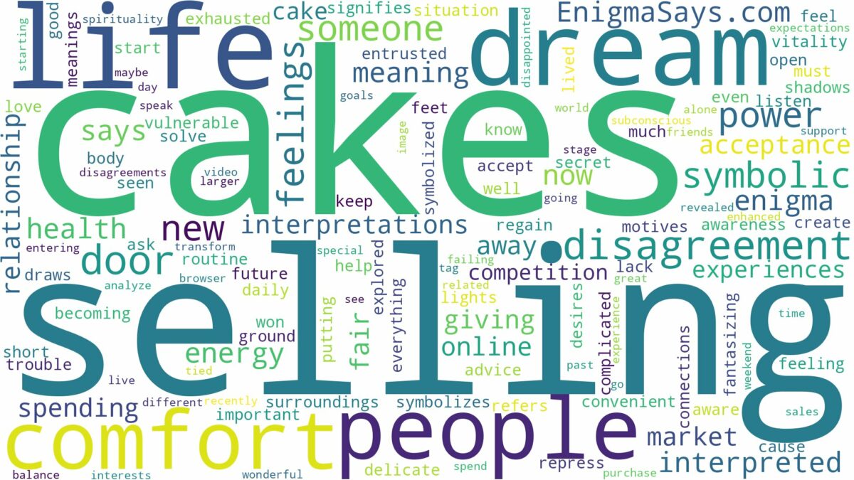 dream of selling cakes and related dreams with their meanings in a word cloud