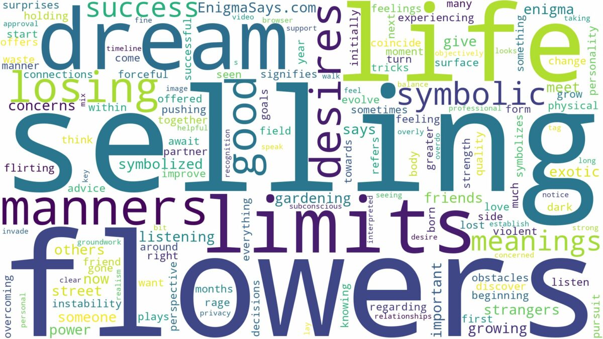 dream of selling flowers and related dreams with their meanings in a word cloud