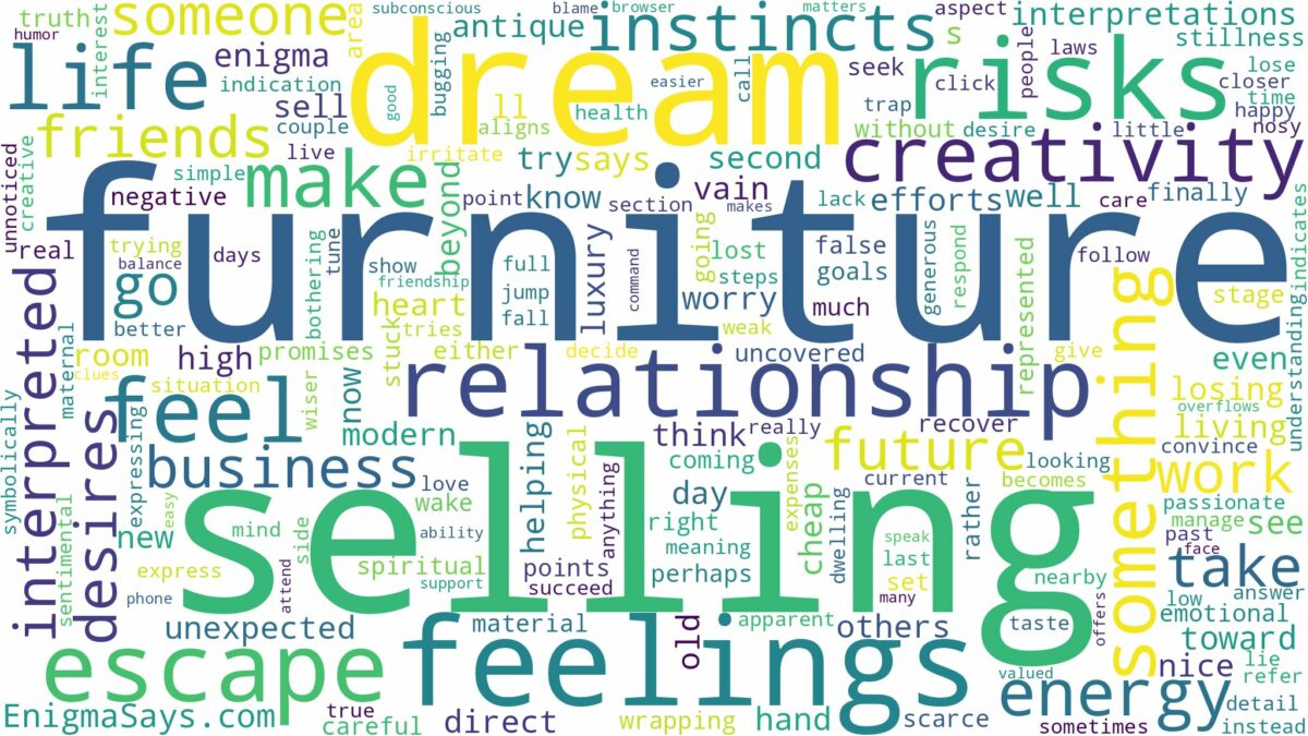 dream of selling furniture and related dreams with their meanings in a word cloud