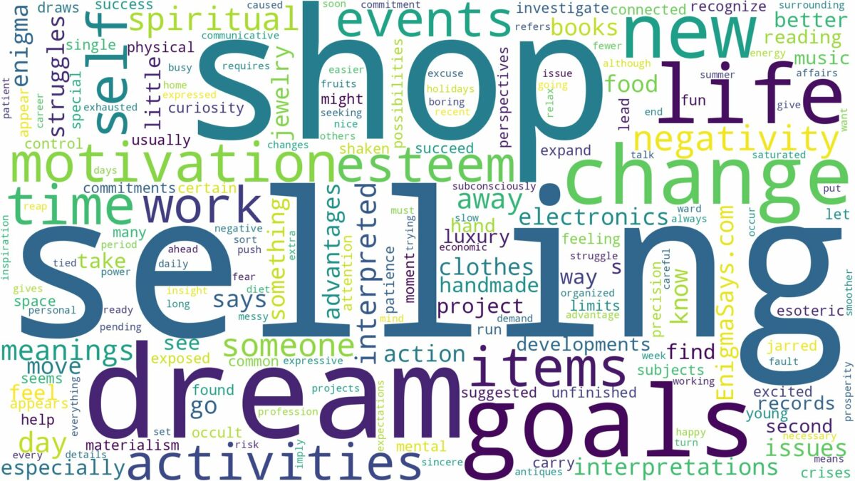 dream of selling in a shop and related dreams with their meanings in a word cloud