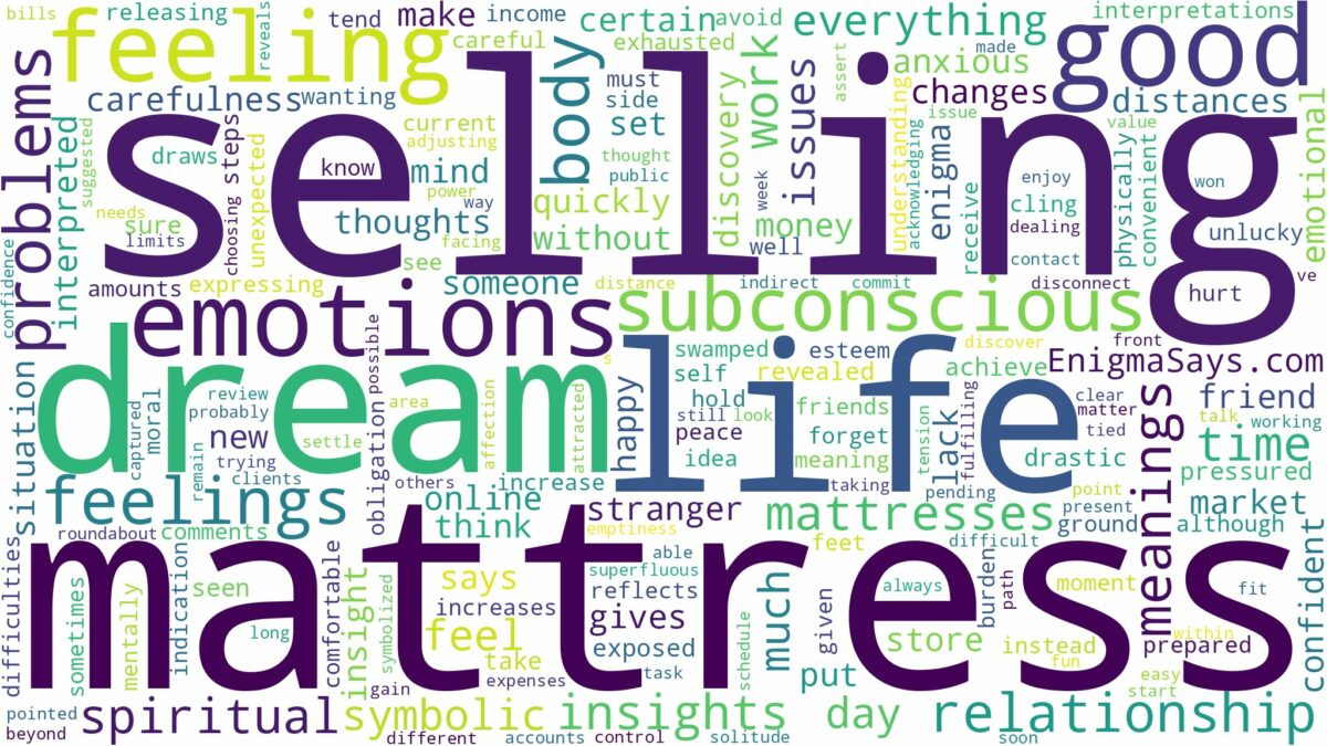 dream of selling mattress and related dreams with their meanings in a word cloud