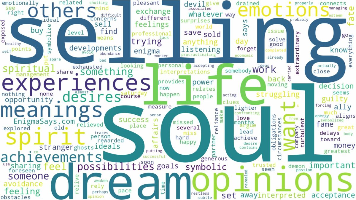 dream of selling soul and related dreams with their meanings in a word cloud