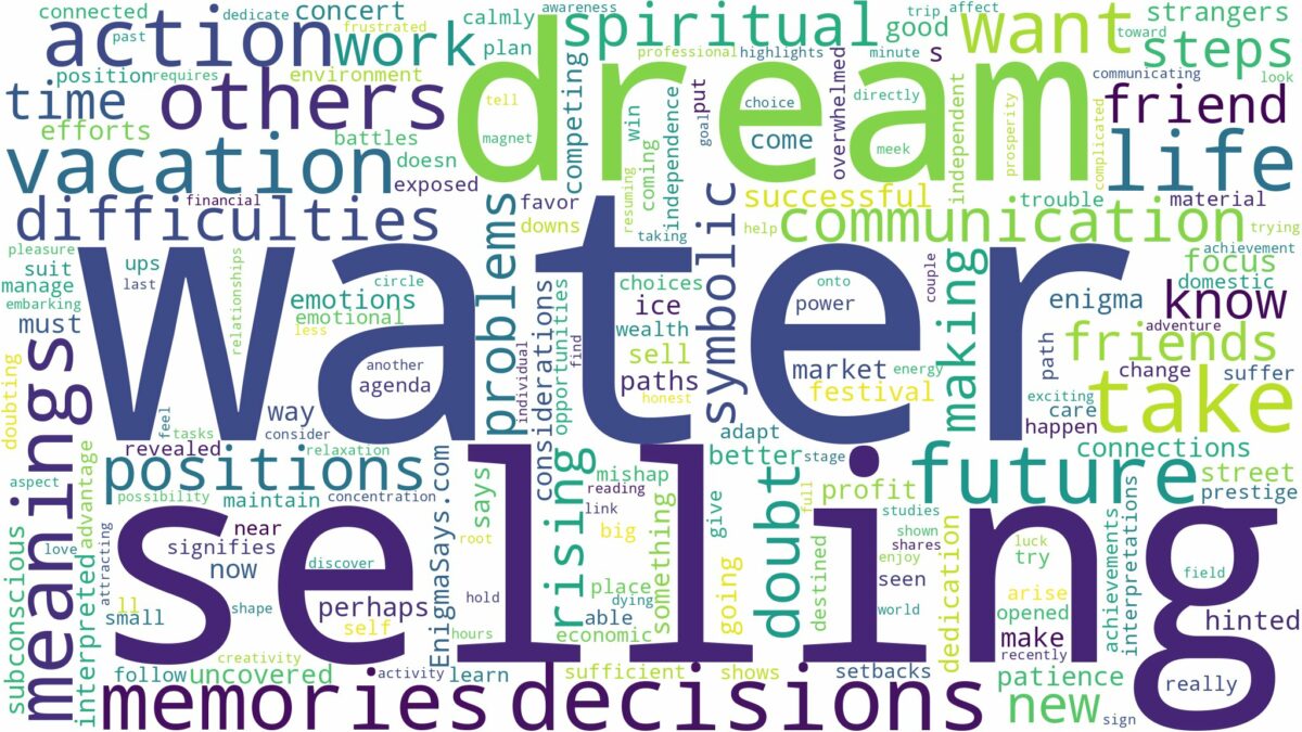 dream of selling water and related dreams with their meanings in a word cloud