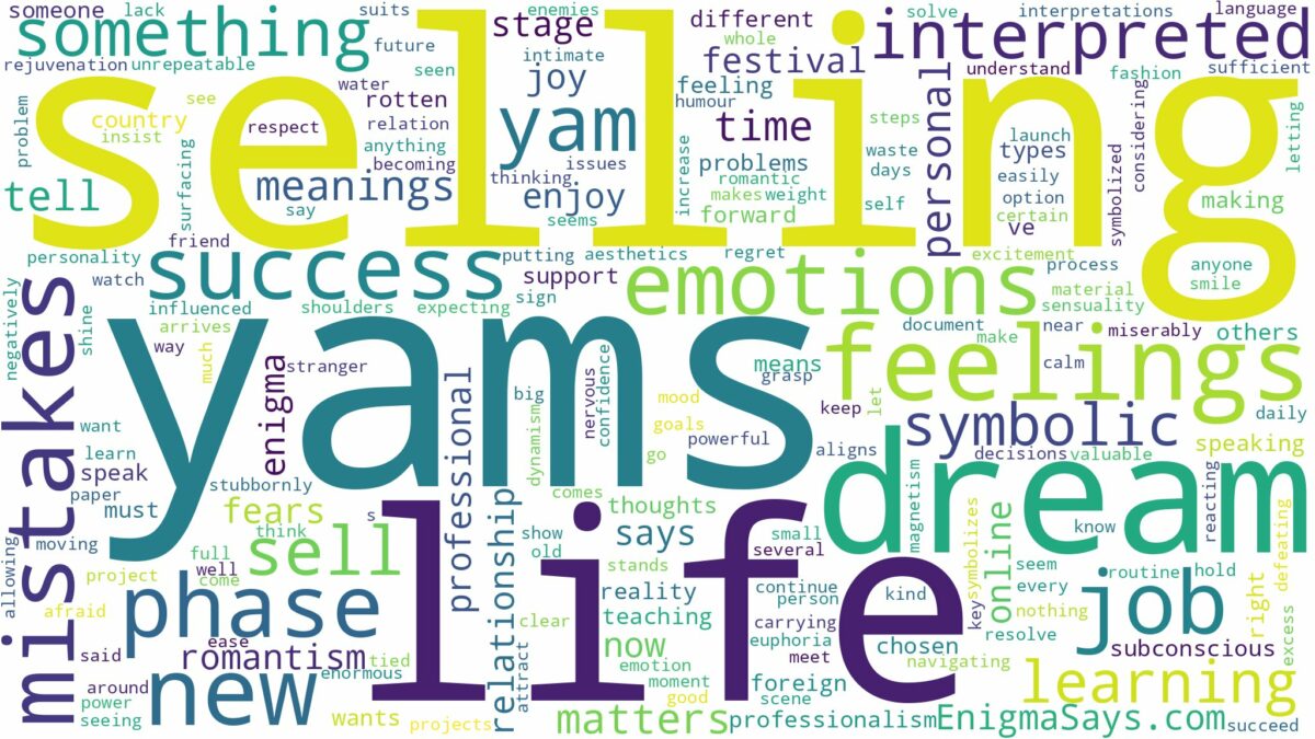 dream of selling yam and related dreams with their meanings in a word cloud