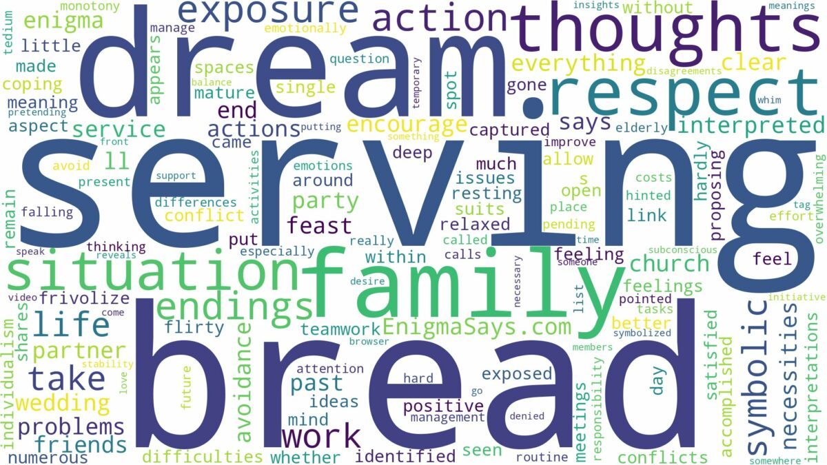 dream of serving bread and related dreams with their meanings in a word cloud