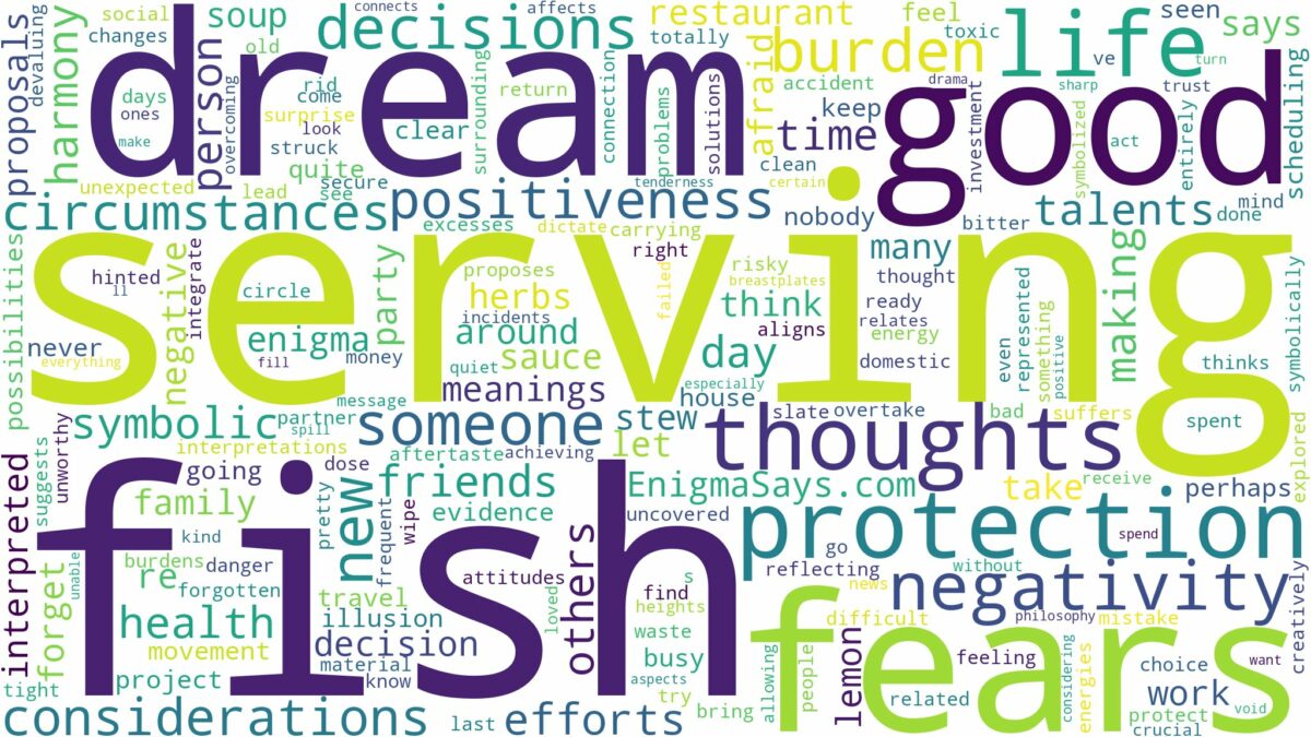 dream of serving fish and related dreams with their meanings in a word cloud