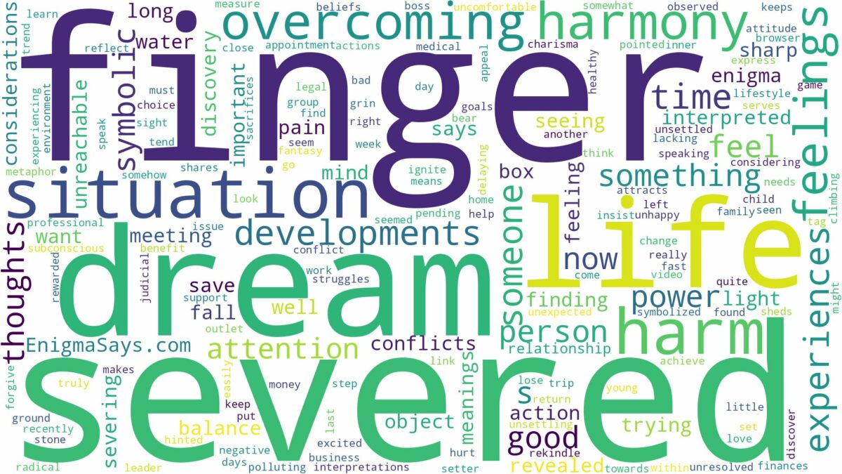 dream about severed finger and related dreams with their meanings in a word cloud